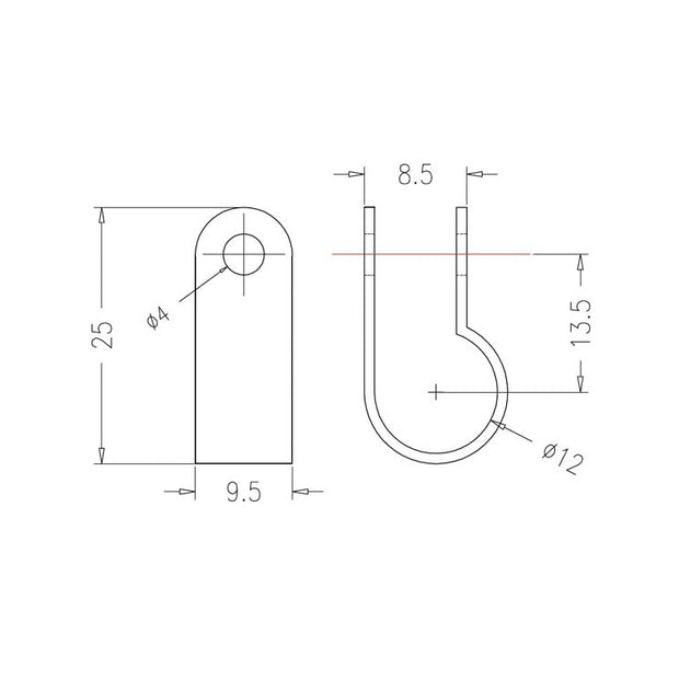 Nylon Cable Clamp, R-Type Loop Hanger, 100 Pieces, 0.5 inch