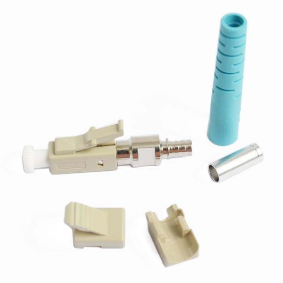 LC OM3/OM4 Multimode Zirconia Ferrule Epoxy Connector, Aqua Boot