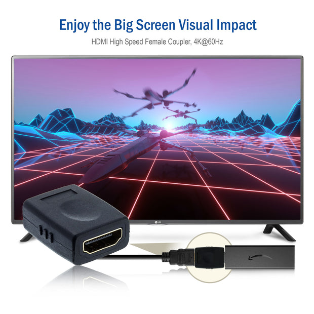 HDMI High Speed Coupler / Gender Changer, HDMI Type-A Female to HDMI Type-A Female, 4K 60Hz, Black