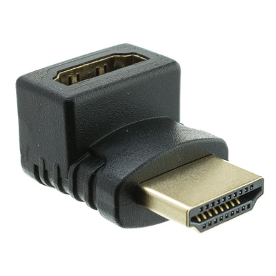 HDMI High Speed Vertical 90 Degree Elbow Adapter - Up, HDMI Type-A Male to HDMI Type-A Female, 4K 60Hz, Black