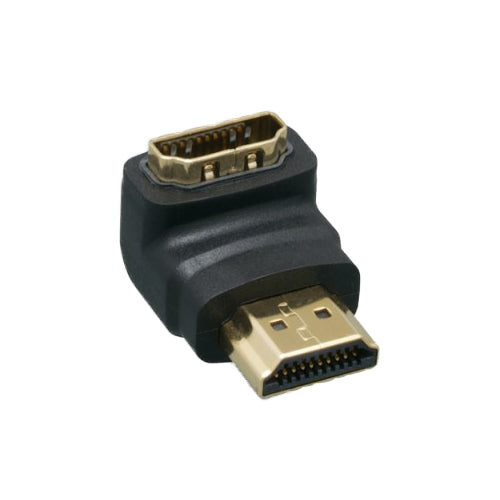 HDMI 90 Degree Port Saver Adapter - Down, HDMI Type-A Male to HDMI Type-A Female, Black