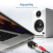 3.5mm Stereo to Dual RCA Audio Adapter, 3.5mm Male to Dual RCA Female (Red/White)
