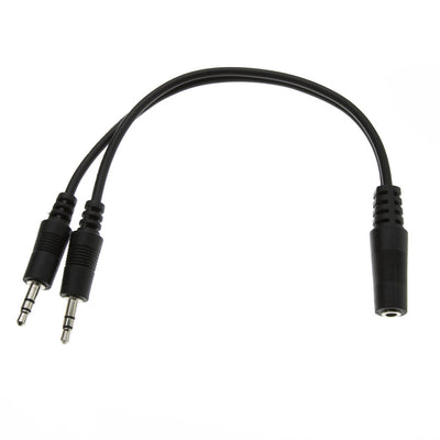 3.5mm Stereo Y Cable, 3.5mm Stereo Female to Dual 3.5mm Stereo Male, 6 inch