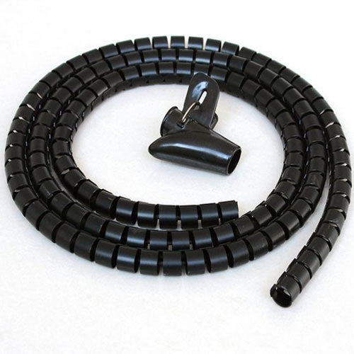 5ft Split Loom Cable Wrap, Black, 15mm diameter, Cable Management Wraps