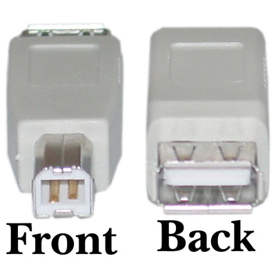 USB A to B Adapter, Type A Female to Type B Male