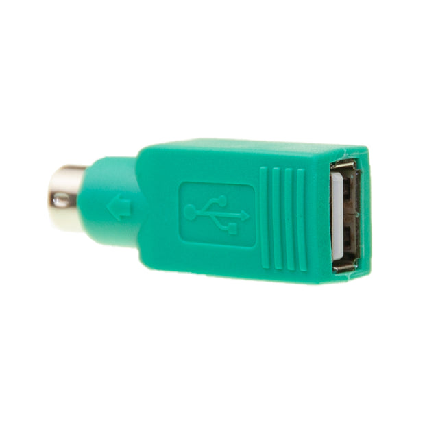 USB to PS/2 Keyboard/Mouse Adapter, Green, USB-A Female to PS/2 Male (Mini-Din 6)