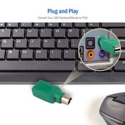 USB to PS/2 Keyboard/Mouse Adapter, Green, USB-A Female to PS/2 Male (Mini-Din 6)