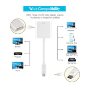 USB 3.1 Type C to DVI Video Adapter, requires Thunderbolt3 or DisplayPort Alt Mode