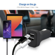 2 Port USB Car Charger, 2.1 Amp + 1 Amp
