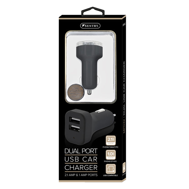 2 Port USB Car Charger, 2.1 Amp + 1 Amp