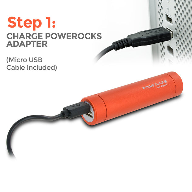Powerocks 2800mAh Power Bank, 1 USB port, Includes Micro USB Charge Cable, Orange
