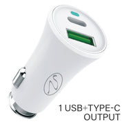 2 Port USB Car Charger, 3.4A total, Cigarette Lighter Plug, 1x USB Type A, 1x USB Type C, Black