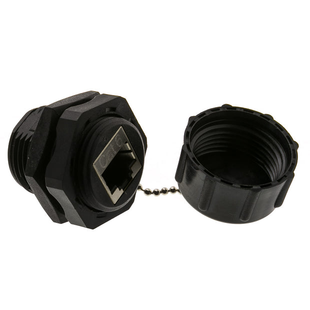 Shielded Outdoor Waterproof Cat6 Coupler, RJ45 Female to Female, With Cap, Wall Plate Mount
