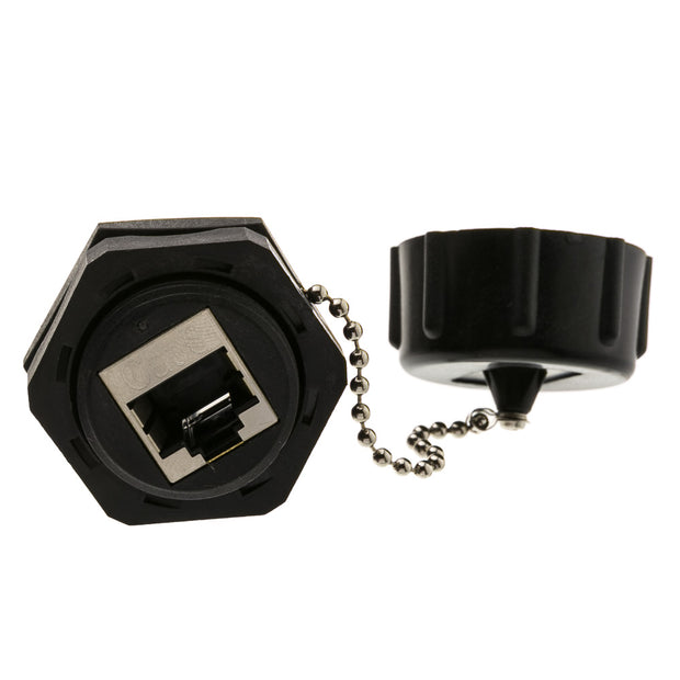 Shielded Outdoor Waterproof Cat6 Coupler, RJ45 Female to Female, With Cap, Wall Plate Mount