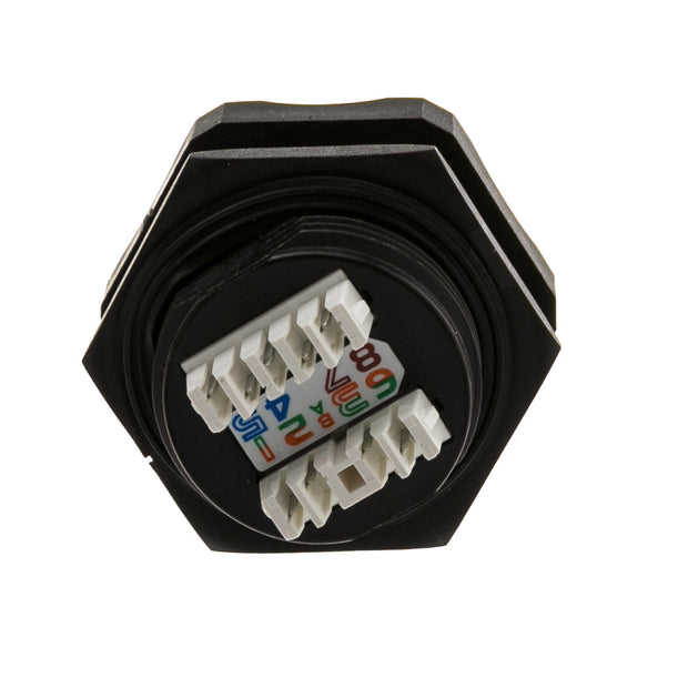 Shielded Outdoor Waterproof Cat6 Jack, RJ45 Female to 110 Punch Down, Wall Plate Mount