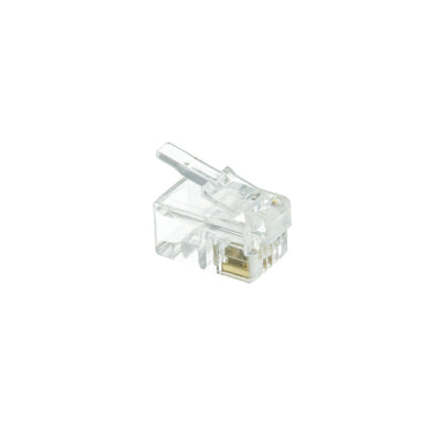 Phone/Data RJ22 Crimp Connectors for Flat Cable, 4P4C, 100 pieces