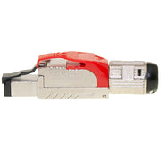Shielded Cat6a field terminable plug for solid/stranded cable, 23-26 AWG conductors, 6.0-7.5mm OD, POE Compliant