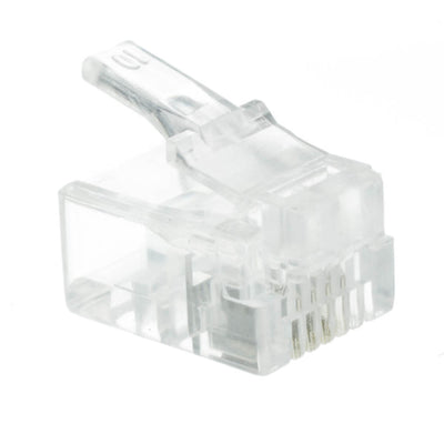 Phone/Data RJ11 Crimp Connectors for Stranded Wire, 6P4C, 50 pieces