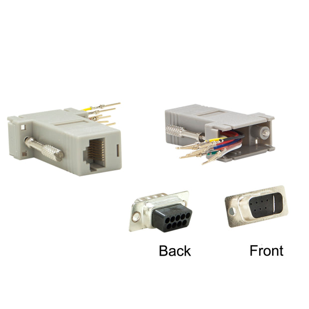 Modular Adapter, DB9 Male to RJ45 Jack