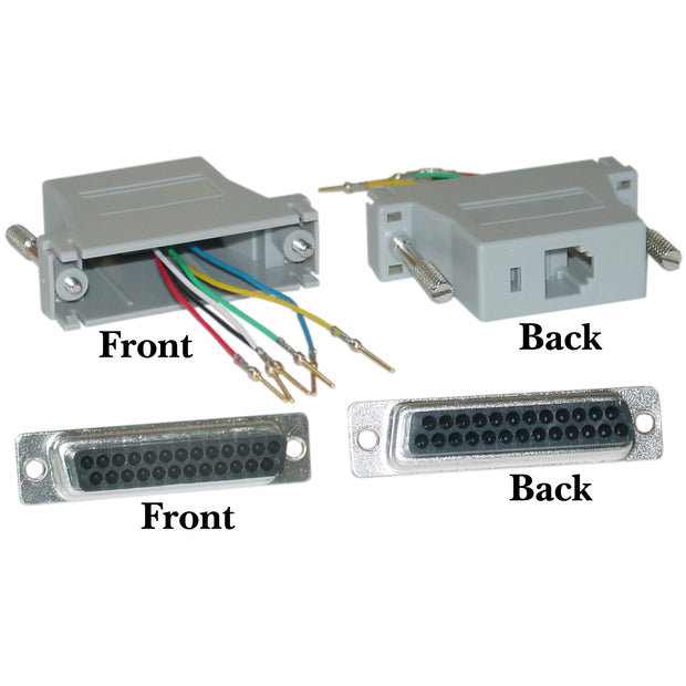 Modular Adapter, Gray, DB25 Female to RJ12