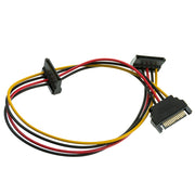 SATA Power Y Cable, Serial ATA Male to Dual Serial ATA Female, 15 Pin SATA Power, 14 inch