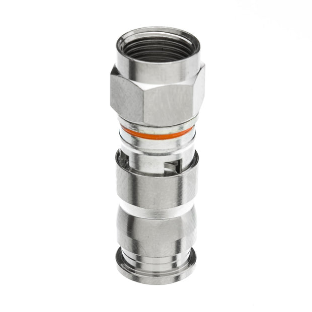 RG6 Quad Shield F-PIN Compression Connector (Orange Band) (25pcs/bag)