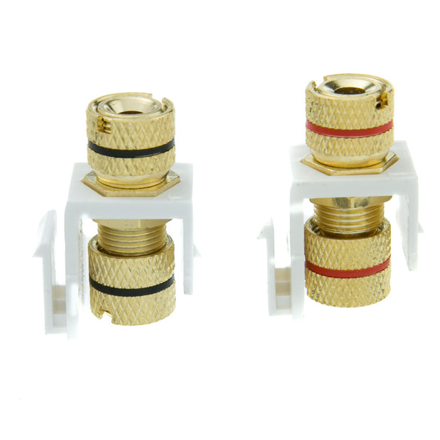 Keystone Insert, White, Banana Plug Binding Post, Banana Plug Female Coupler, Set of 2 (Red/Black)