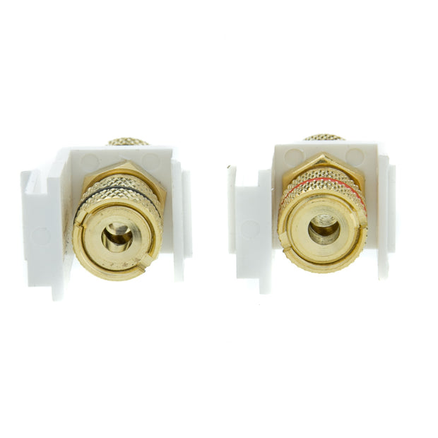 Keystone Insert, White, Banana Plug Binding Post, Banana Plug Female Coupler, Set of 2 (Red/Black)