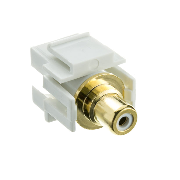 Keystone Insert, White, Recessed RCA Female Coupler (Blue RCA)
