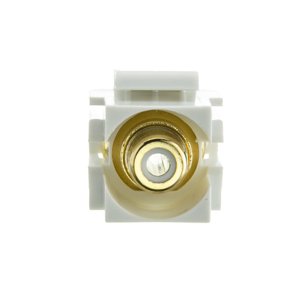 Keystone Insert, White, Recessed RCA Female Coupler (Blue RCA)