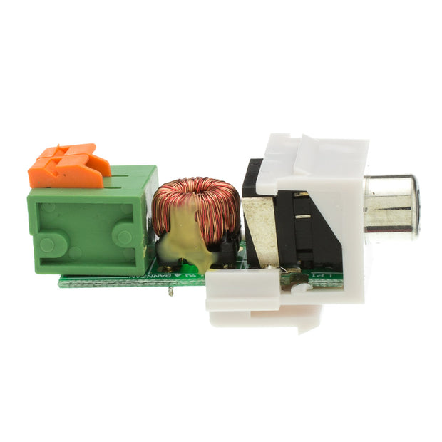 Keystone Insert, White, RCA Female to Balun over twisted pair (Black RCA), Working Distance 350 foot