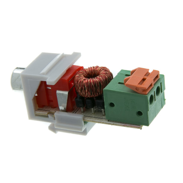 Keystone Insert, White, RCA Female to Balun over twisted pair (Black RCA), Working Distance 350 foot