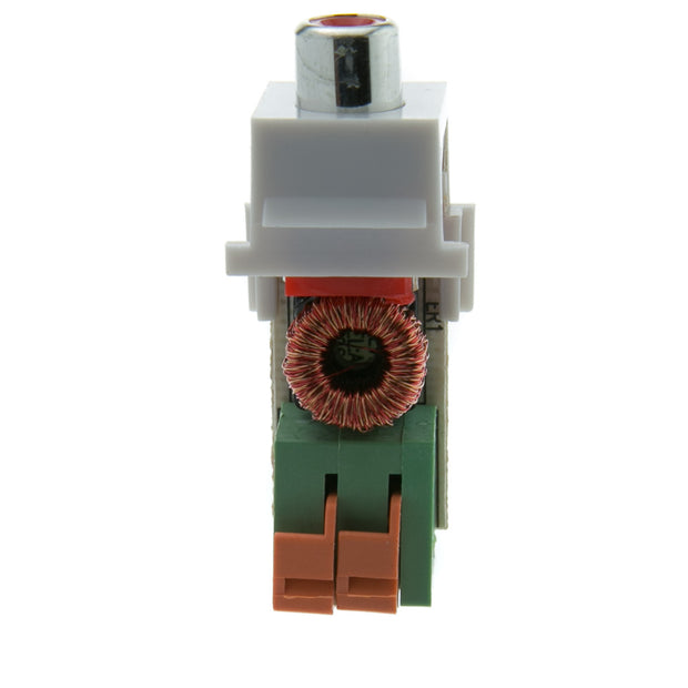 Keystone Insert, White, RCA Female to Balun over twisted pair (Black RCA), Working Distance 350 foot