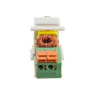 Keystone Insert, White, RCA Female to Balun over twisted pair (Black RCA), Working Distance 350 foot