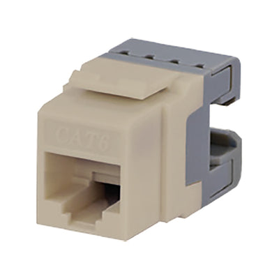 Cat6 Keystone Jack, Lite Almond, 180 degree Configuration, RJ45 Female to 110 Pinchdown IDC