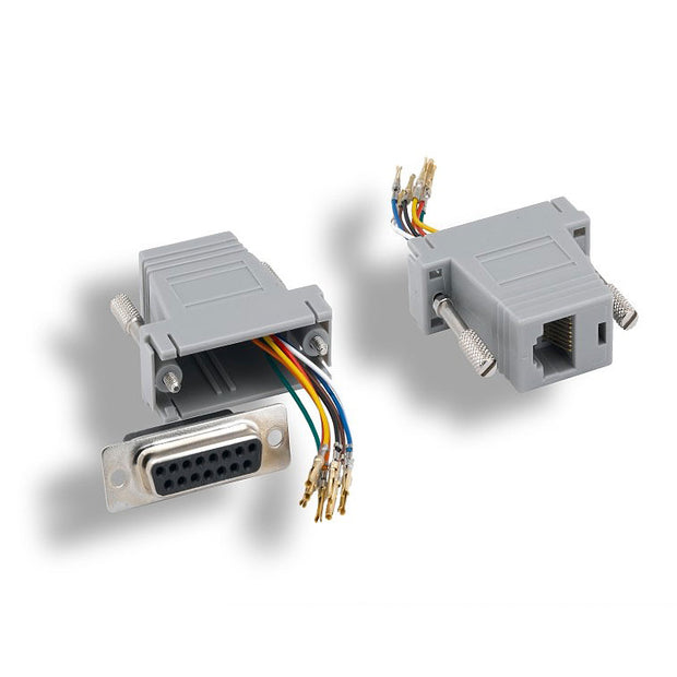 Modular Adapter, Gray, DB15 Female to RJ45 Female