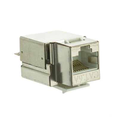 Slimline Shielded Cat6a Keystone Jack, RJ45 Female to 110 Punch Down