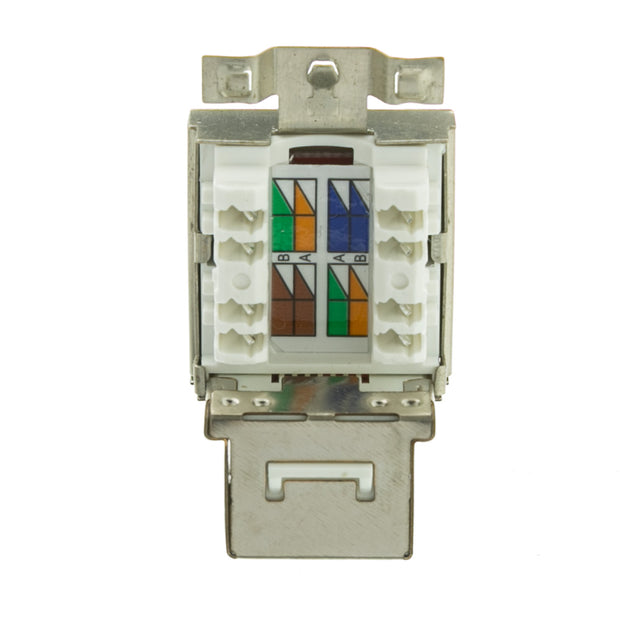 Slimline Shielded Cat6a Keystone Jack, RJ45 Female to 110 Punch Down