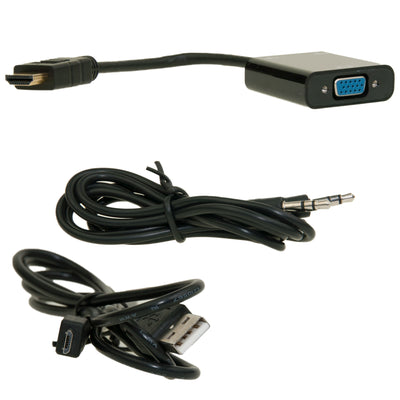 HDMI male to VGA female Adapter with Stereo Audio Support, Up to 1080P 1920 x 1080, Powered by USB Port