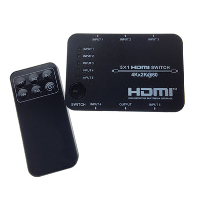 2.0 HDMI Switch, 5x1, HDMI High Speed with Ethernet, 4K@60Hz, HDCP2.2, USB powered