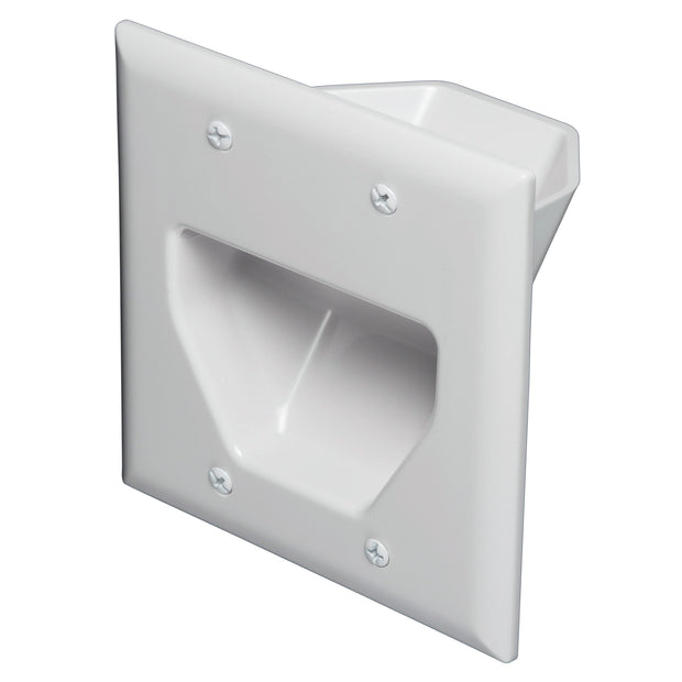 2-Gang Recessed Low Voltage Cable Plate