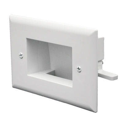 Easy Mount Recessed Low Voltage Cable Pass-through Plate, Slim-fit for wall cavities to 3/4 inch depth