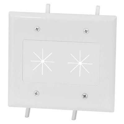 Easy Mount Series Dual Gang Cable Passthrough Wall Plate with Flexible Opening