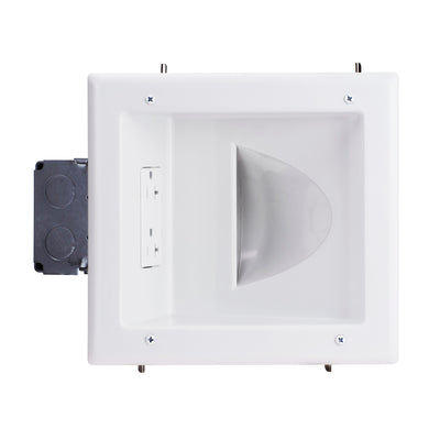 Recessed Low Voltage Media Plate w/ 20 Amp Duplex Receptacle, White