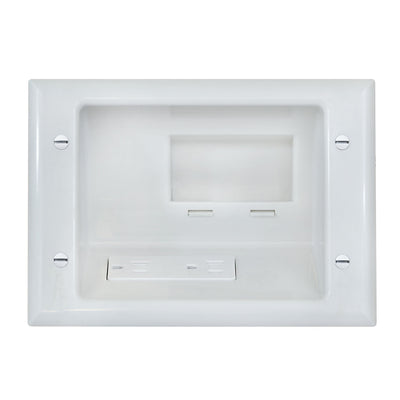 Recessed Low Voltage Mid-Size Plate w/ Duplex Receptacle, White