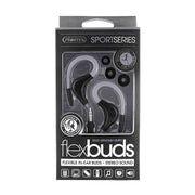 Flexible In-Ear Buds w/ In-Line Mic, Sports Ear Clip, 3.5mm, Gray