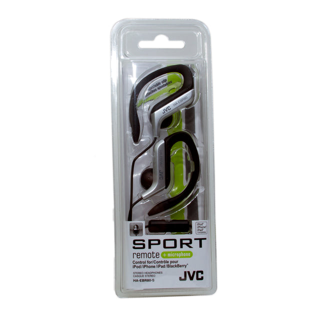 JVC Sport Stereo Headphones w/ inline Mic and controls, Adjustable Ear Clip, 1.2 meter cord with 3.5 mm stereo male end