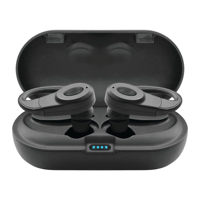 Bluetooth Wireless Earbuds w/ Charging Case, Over the ear clip, Black