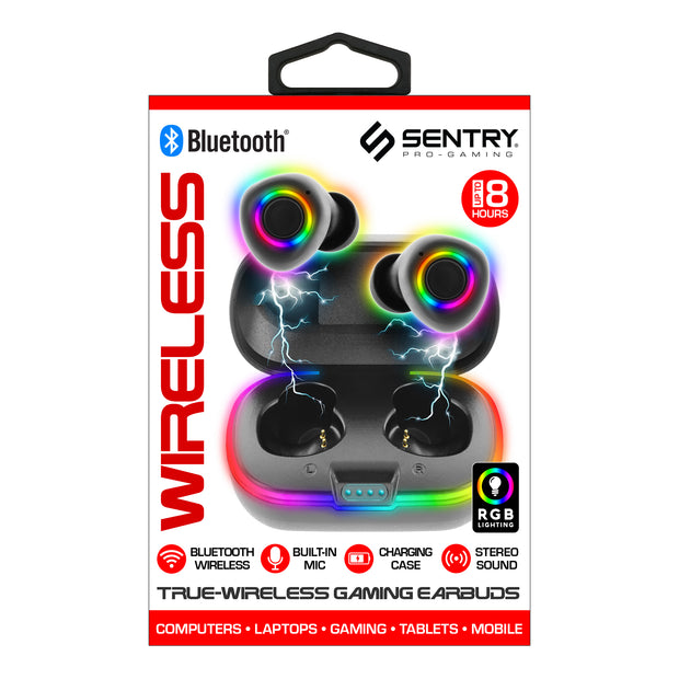 Gaming Bluetooth Wireless Earbuds w/ Charging Case & LED Lighting Effects