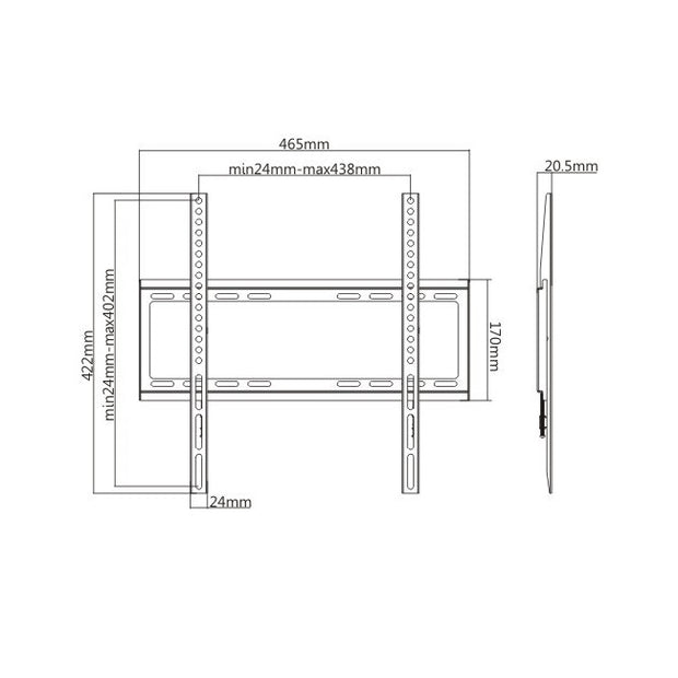 TV Mount for 32~55" Fixed, Max 400x400mm VESA, KL22G-44F